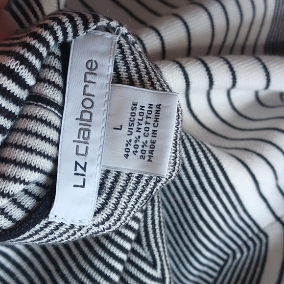 Liz Claiborne Women’s Open Front Sweater Large, 3/4 length sleeve,  cream/black - Picture 5 of 7